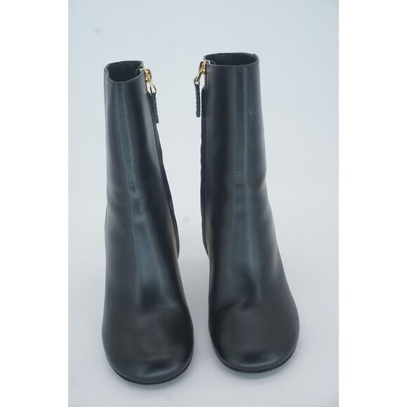 Givenchy Black G Cube Leather Round Toe Ankle Booties SZ 37 Gold Logo Heel $1400 - Picture 10 of 12